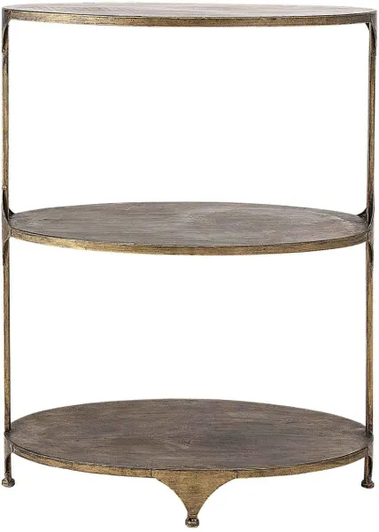 CREATIVE COLLECTION barbord - gullfarget metall, med 2 hyller, oval