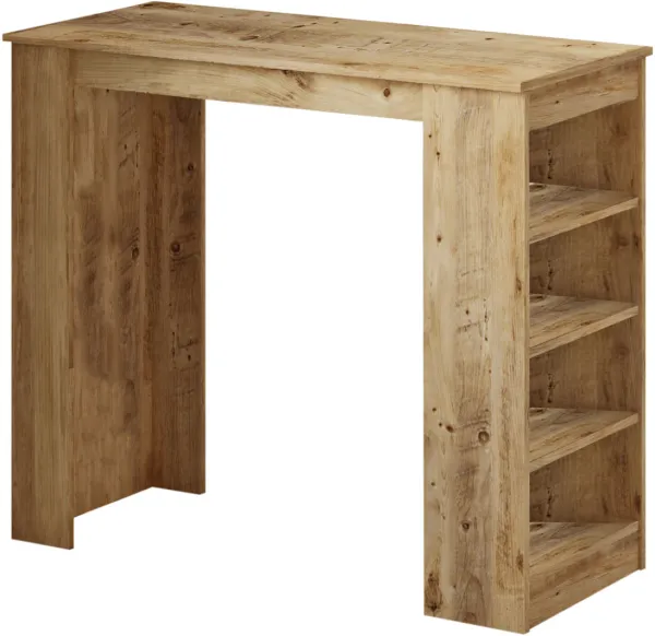 NORDVÄRK ST1 barbord, med 3 hyller - naturlig melamin (120x51,6)