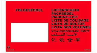 Følgeseddellomme Docustick med trykk på 10 språk C65 225 mm x 122 mm