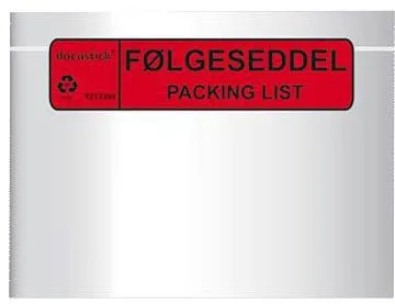 Følgeseddellomme Docustick Standard med trykk C5 225 mm x 165 mm