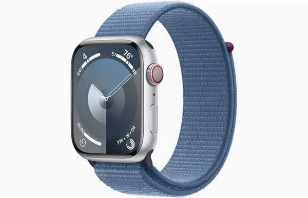 Apple Watch Series 9 GPS + Cellular 45mm - Sølv aluminiumsdeksel med vinterblå sportssløyfe