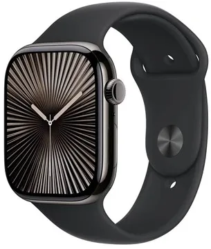 Apple Watch Series 10 GPS + Cellular 46mm - Skifergrå titankasse med svart sportsreim - M/L