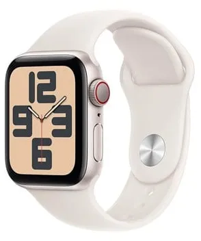 Apple Watch SE GPS + Cellular 40mm - Starlight Aluminiumkasse med Starlight Sportsbånd - S/M