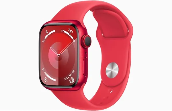 Apple Watch Series 9 GPS + Cellular 41mm - (PRODUCT)RED Aluminiumkasse med (PRODUCT)RED Sportsbånd - S/M