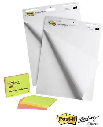 3M Post-it Super Sticky - staffeliblokk - 635 x 762 mm - 30 ark (pakke med 2)